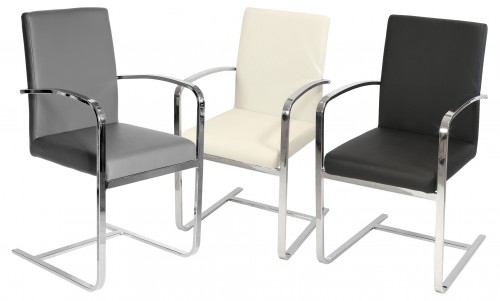 Derick Chrome Carver Chairs Arms 3 Colours - Grey