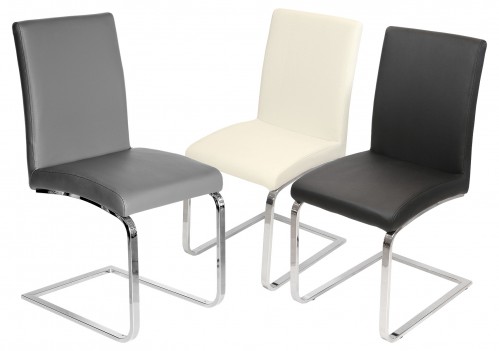 Derick Cream Chrome Chair - Grey
