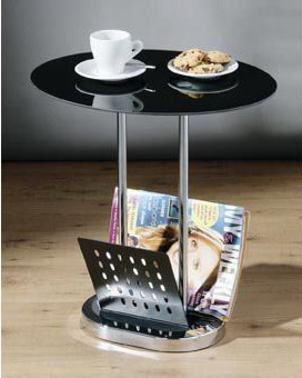 Lorsey Black Glass Coffee Table Magazine Rack