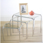 Matzon Nest Of 3 Clear Glass Coffee Lamp Side Tables