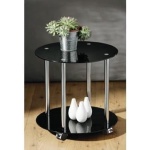 Zipos Black Glass Round 2 Tier Coffee Side End Table