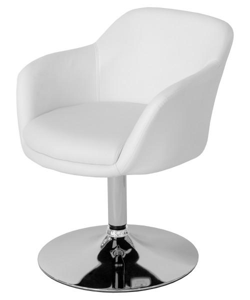 Leisure Tub Bucket Chair White Padded Seat Swivel Chrome Frame