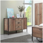 Kretin Rustic Oak Sideboard 2 Door 3 Drawer Industrial Style