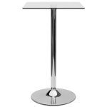 Farley Glass Table Tall Bar Poseur Shiny Chrome Clear Square Top