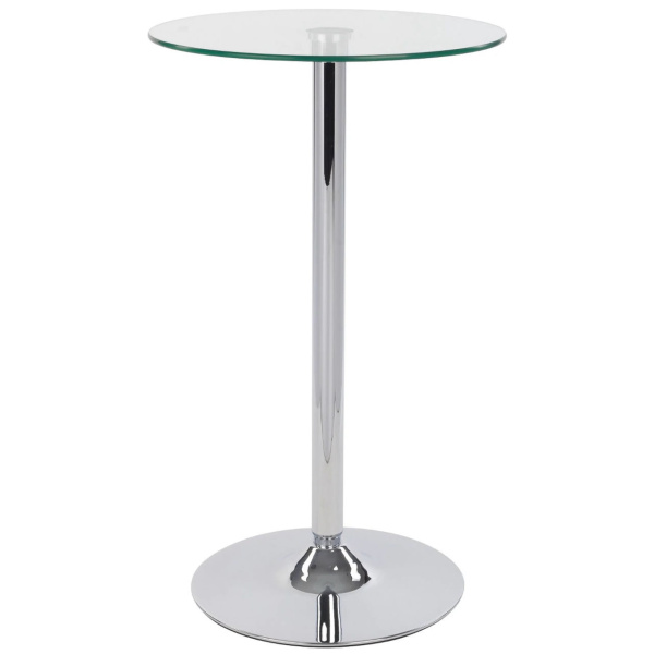 Bert Table Tall Clear Round Glass Bistro Bar Table