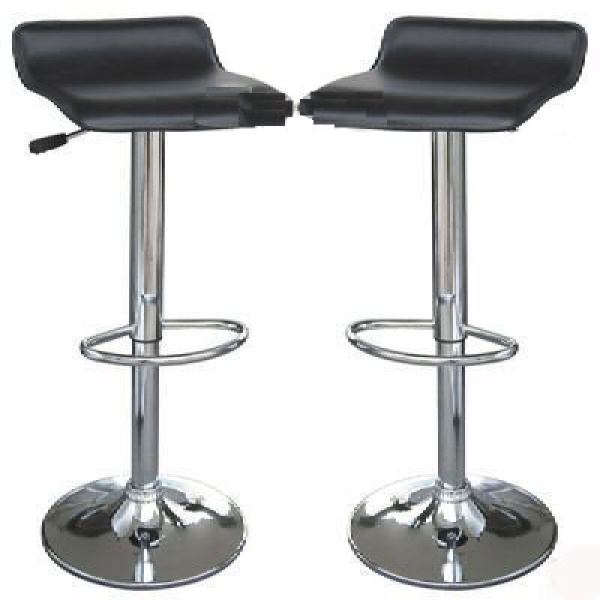 Balliol 2 X Low Black Bar Stools Faux Leather Height Adjustable.