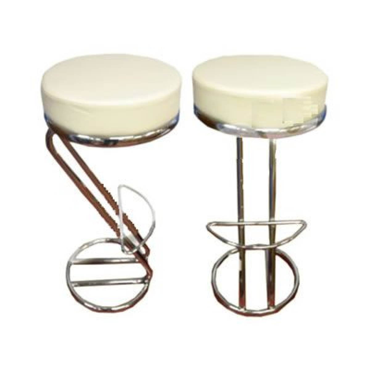 Z Shaped Red Breakfast Bar Stool Chrome Frame - Cream