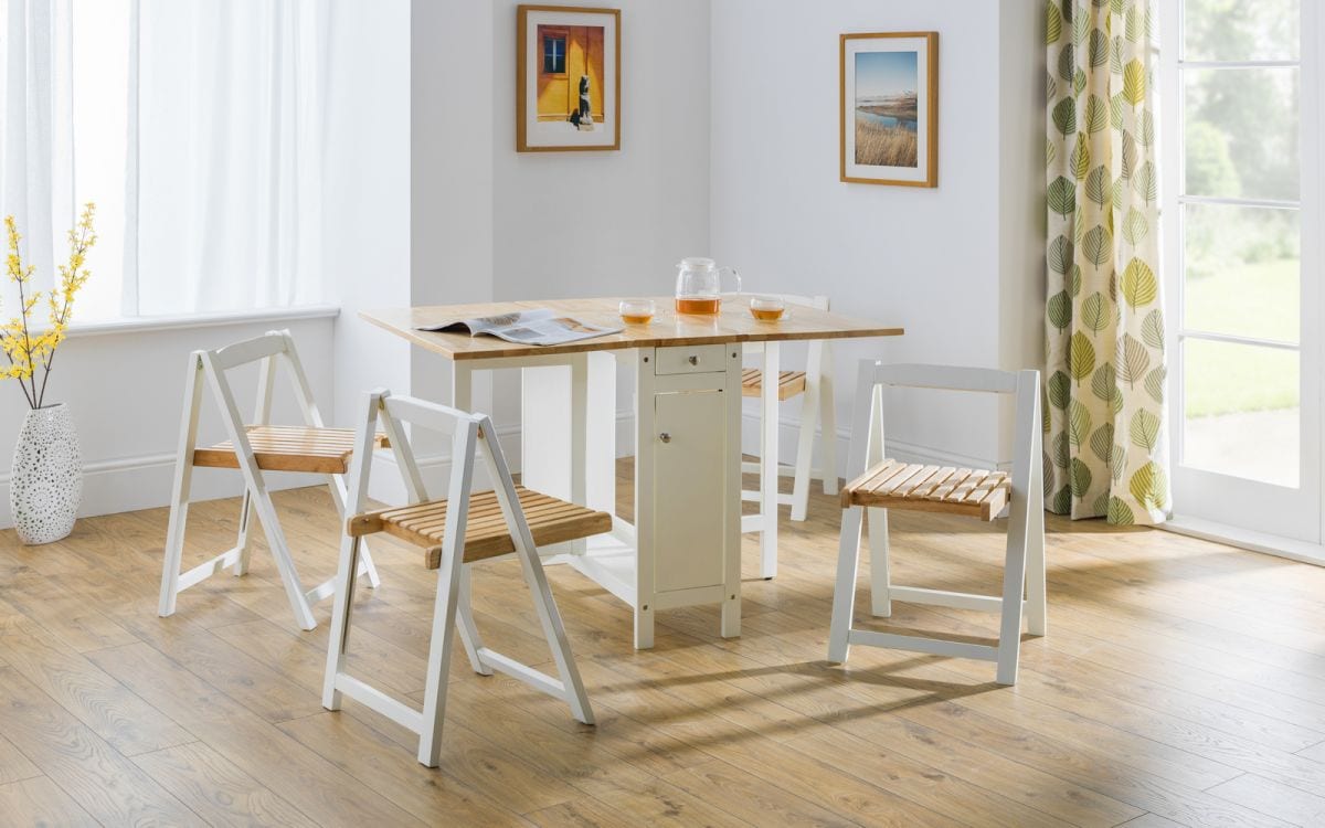 Cranny Folding Space Saver Table Set - White