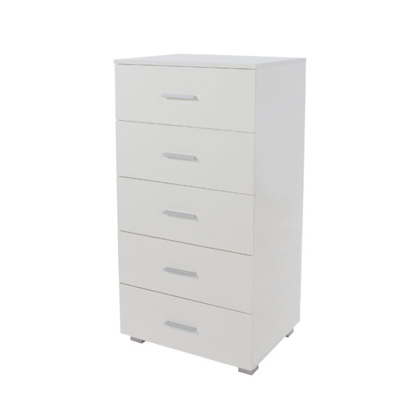 Losoy White 5 Narrow Tall Chest Of Drawers