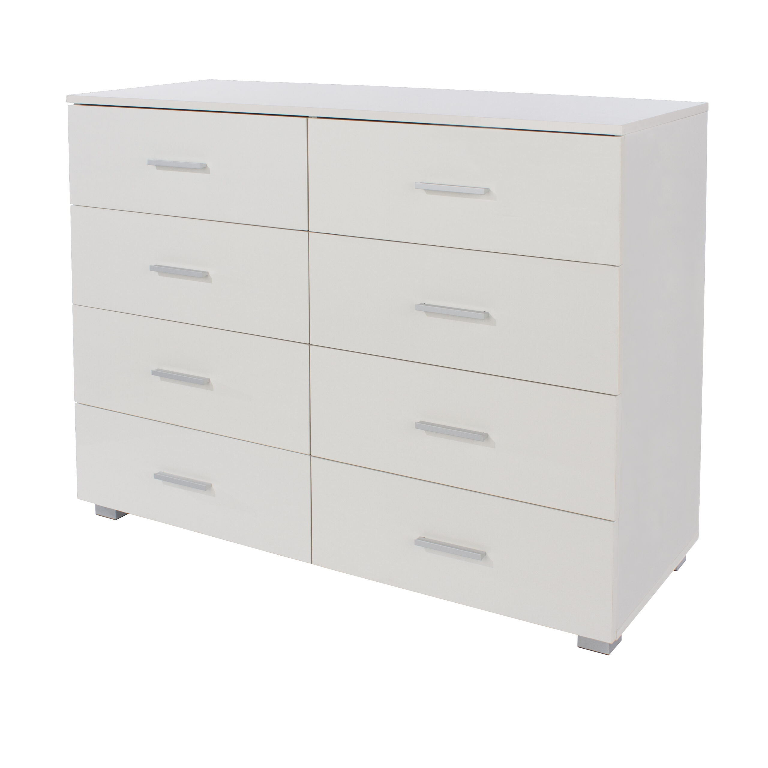 Losoy White 4+4 Drawer Wide Chest Of Drawer