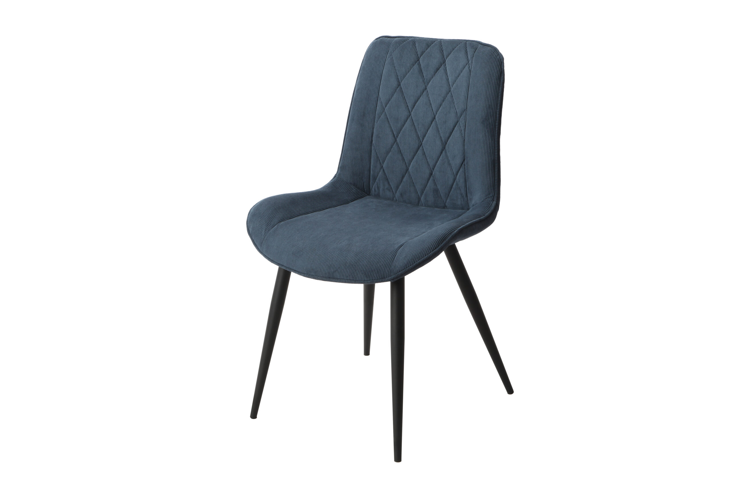 2x Diamond Stitch Blue Cord Fabric Dining Chair