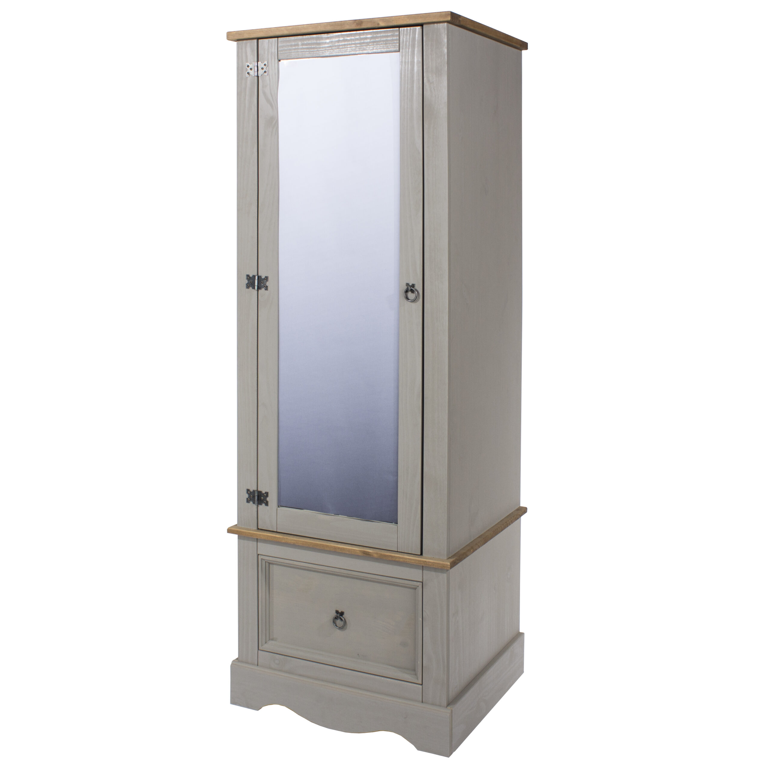 Sadona Grey Wax Pine Armoire With Mirrored Door