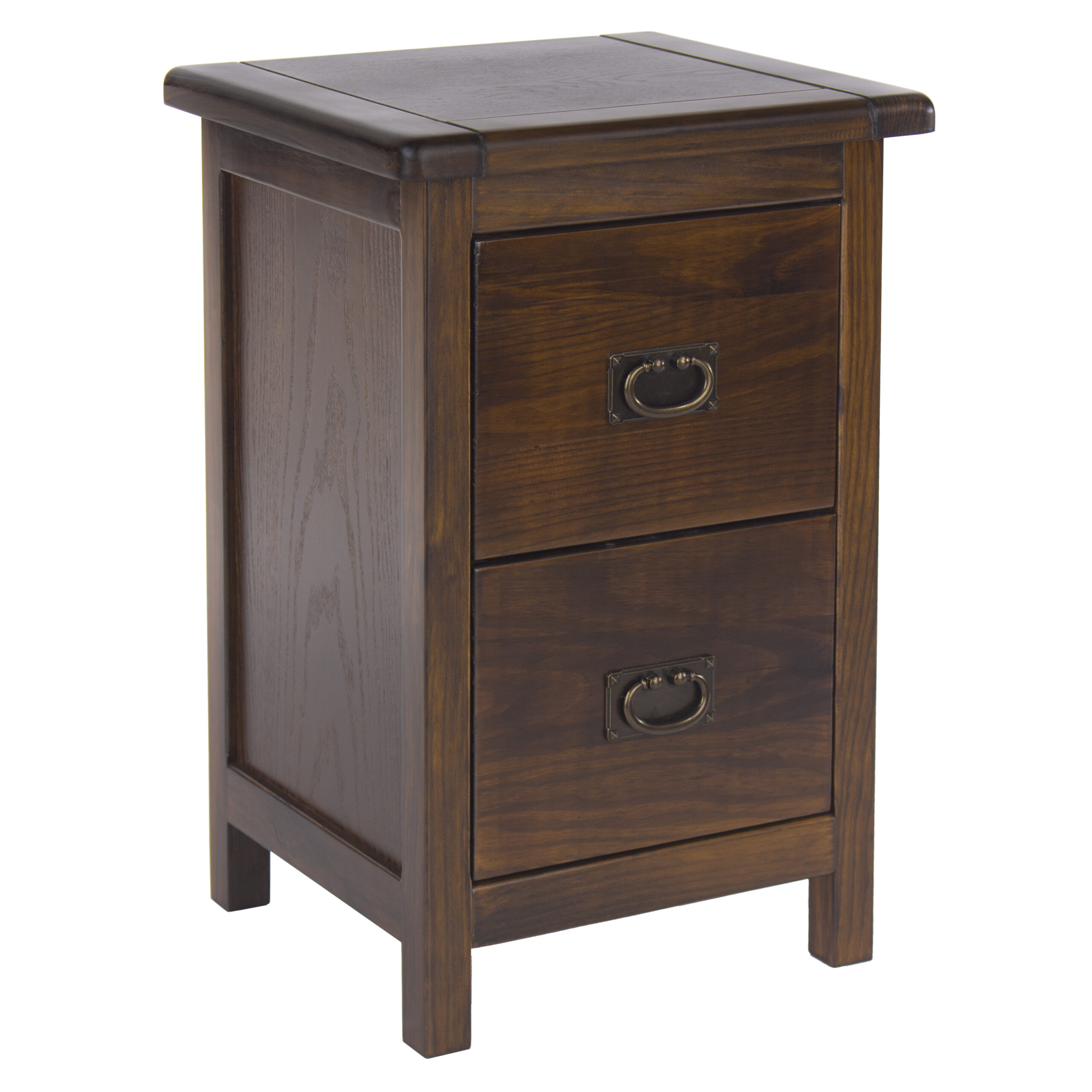 2 Drawer & Wood Legs Bedside Cabinet