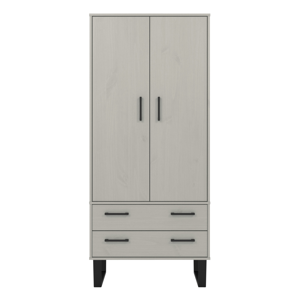 2 Drawer Grey Wax Wardrobe