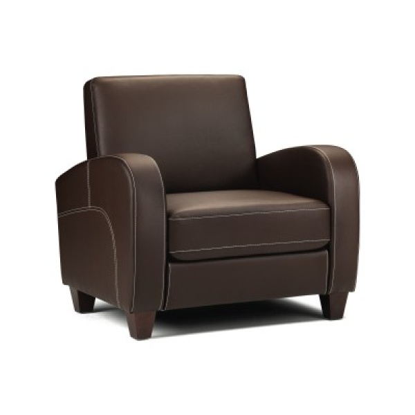 Vi Chestnut Brown Faux Leather Tub Sofa Chair Arms