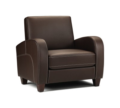Vi Chestnut Brown Faux Leather Tub Sofa Chair Arms