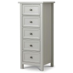 Viyella Dove Grey 5 Drawer Narrow Chest Stone Lacquered