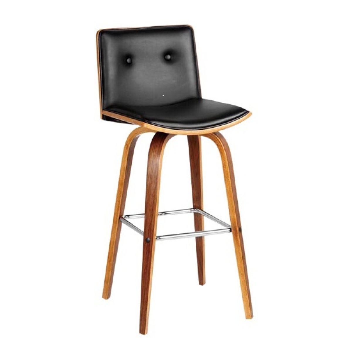 Hannah Fixed Height Bar Stool - Walnut Veneer & Black