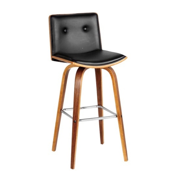 Hannah Fixed Height Bar Stool - Walnut Veneer & Black