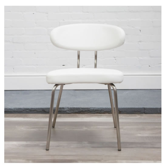 Marago Steel Faux Leather Chair - Various Colours - White