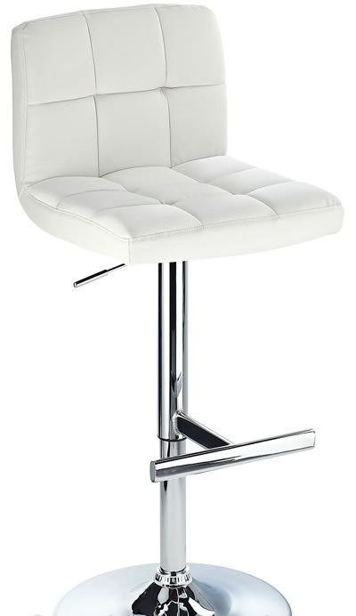 Cuborn White Bar Stool Faux Leather
