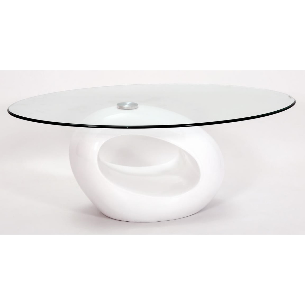 Genevey Mink Grey Glass Gloss Contemporary Coffee Table - White