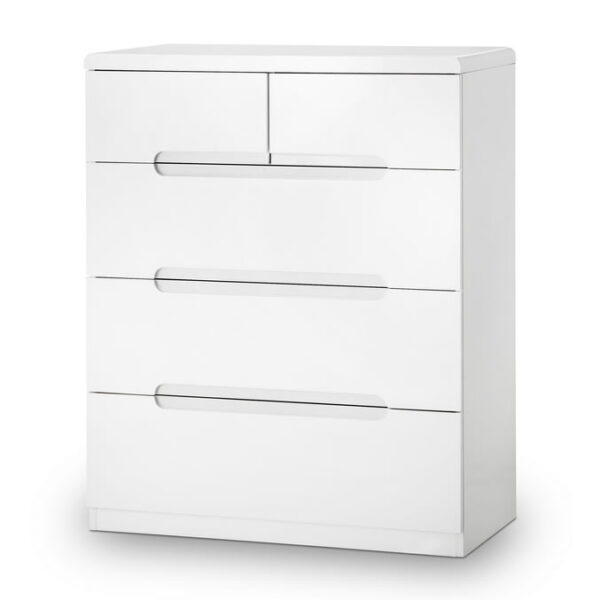 Grant White High Gloss 3+2 Drawer Chest