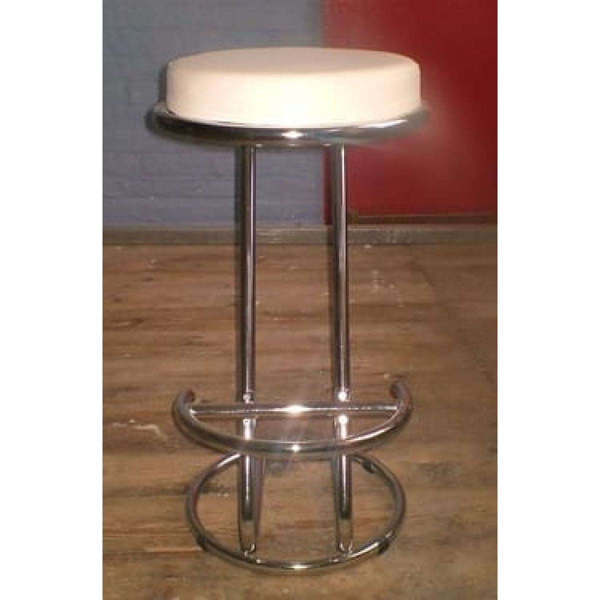 Z Shaped Red Breakfast Bar Stool Chrome Frame - White