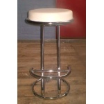 Z Shaped Red Breakfast Bar Stool Chrome Frame - White