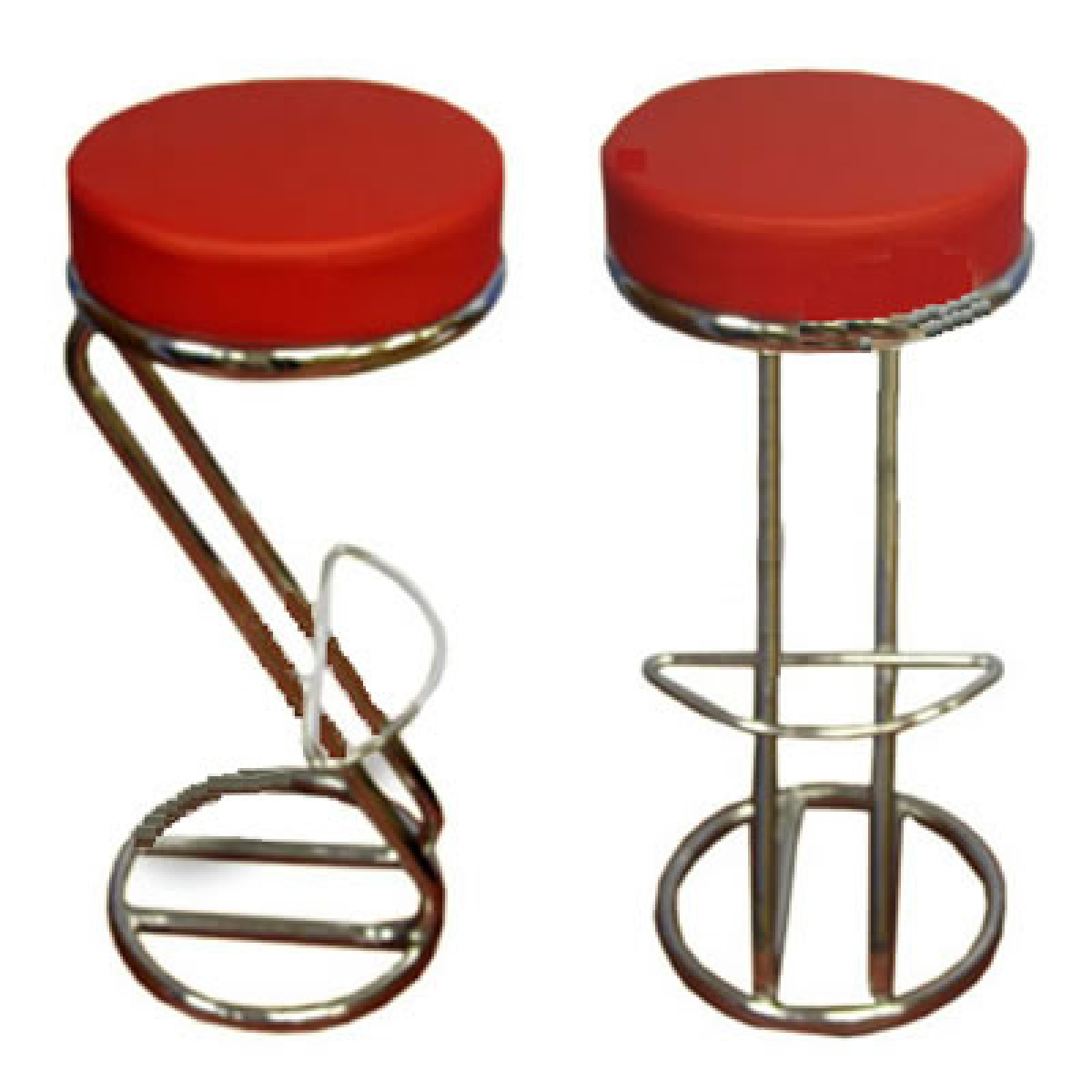 Z Shaped Red Breakfast Bar Stool Chrome Frame - Red