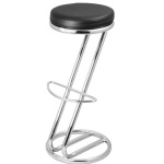 Z Shaped Red Breakfast Bar Stool Chrome Frame - Black